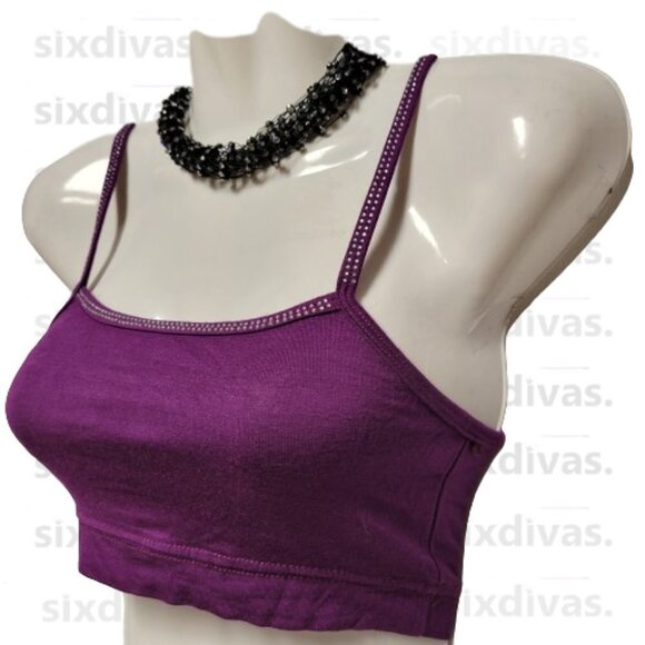PURPLE Sequin Spaghetti Strap Tube Top or Bandeau One Size - New - Picture 3 of 11